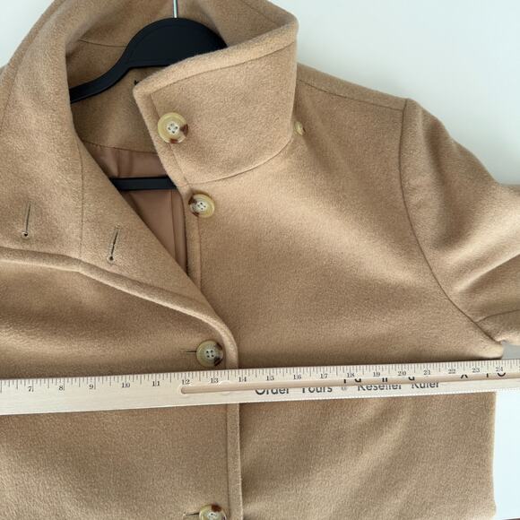Ralph Lauren Wool Blend Car Coat Womens XL Camel Icon A Line Minimalist Luxury - Picture 14 of 16